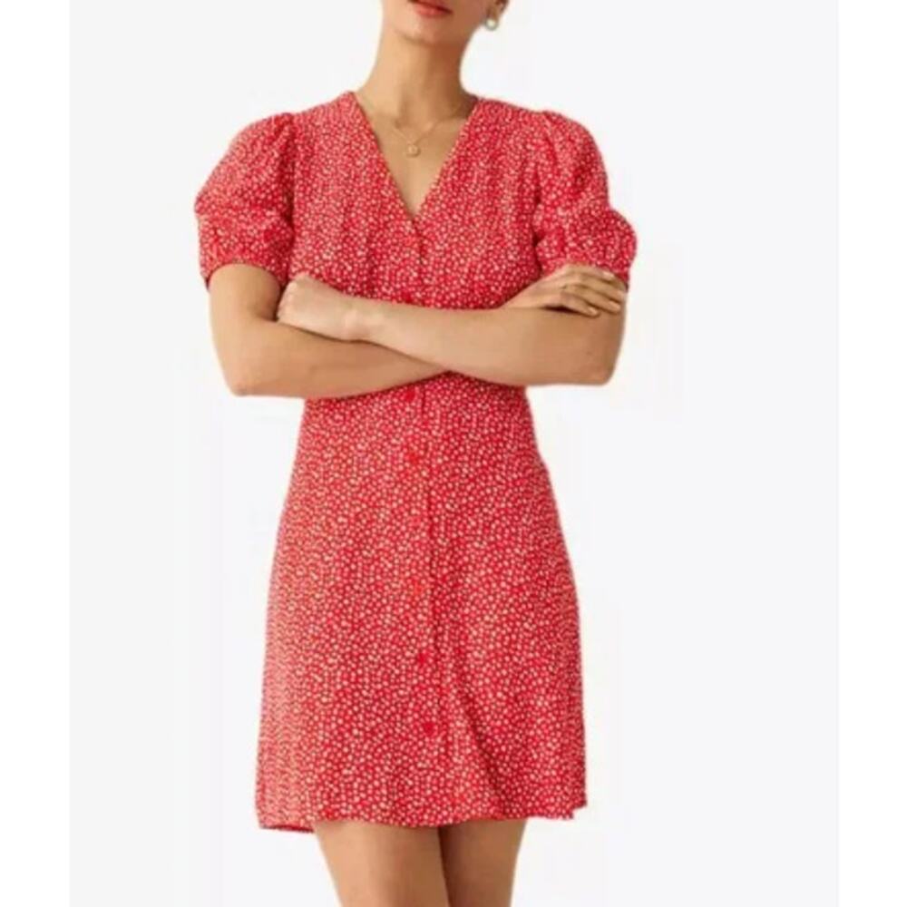 & Other Stories Red Mini Floral Dress